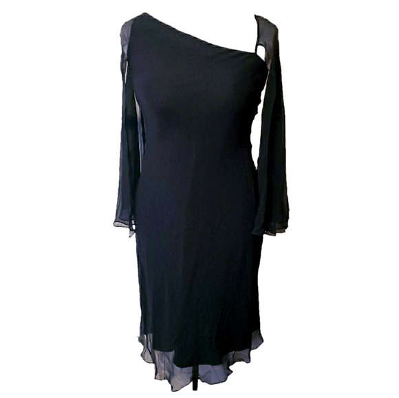 Maggy London Dresses & Skirts - Maggy London Black Silk Sheer Asymmetrical Dress